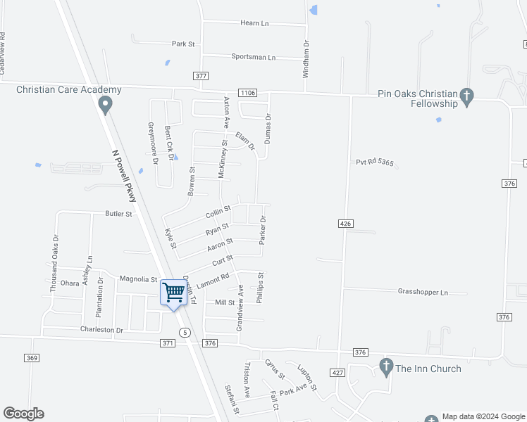 map of restaurants, bars, coffee shops, grocery stores, and more near 3004 Parker Road in Anna