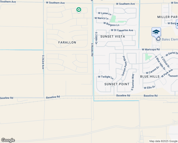 map of restaurants, bars, coffee shops, grocery stores, and more near 7135 South 259th Drive in Buckeye