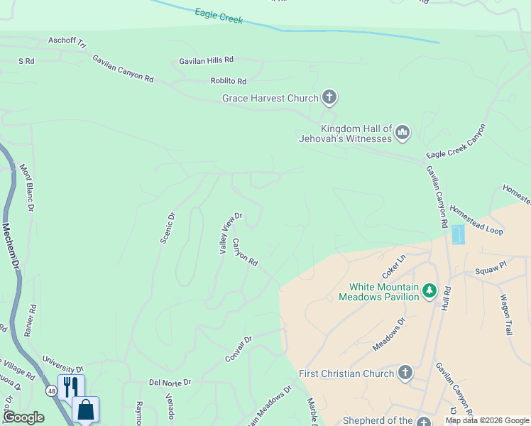 map of restaurants, bars, coffee shops, grocery stores, and more near 312 Valley View Drive in Ruidoso