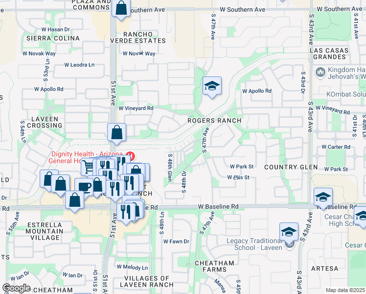 map of restaurants, bars, coffee shops, grocery stores, and more near 4776 West Carson Road in Phoenix