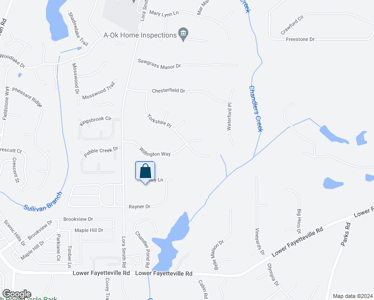 map of restaurants, bars, coffee shops, grocery stores, and more near 177 Willington Way in Newnan