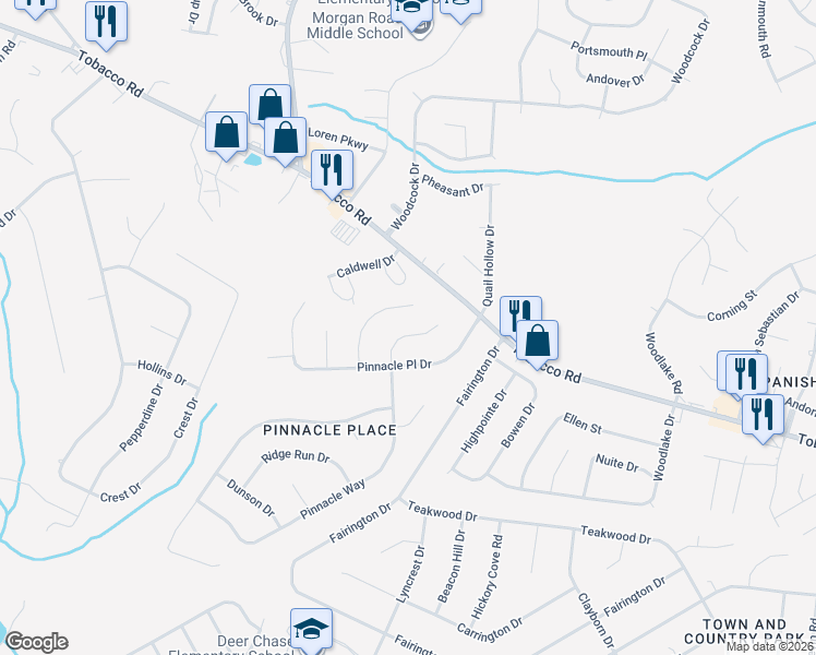 map of restaurants, bars, coffee shops, grocery stores, and more near 4120 Pinnacle Pines Court in Hephzibah