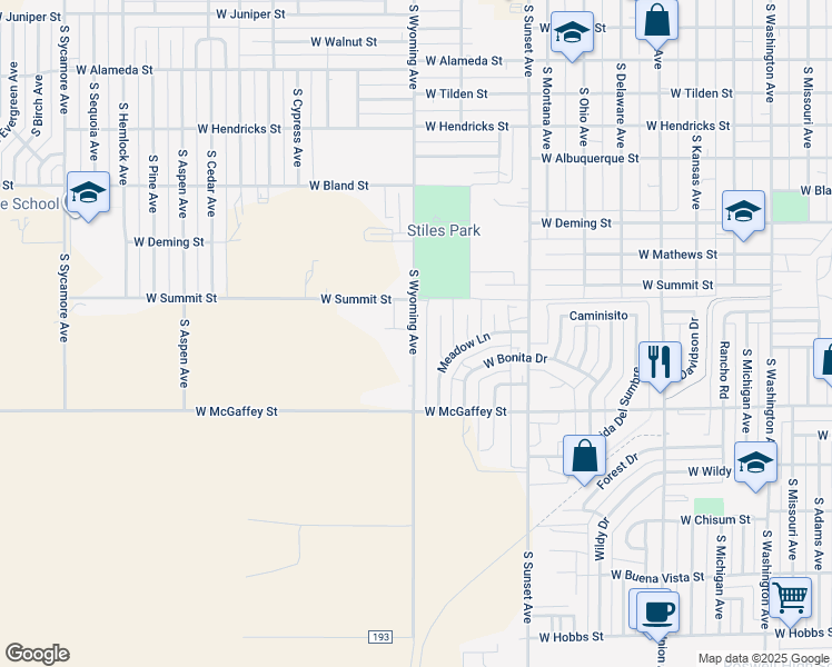 map of restaurants, bars, coffee shops, grocery stores, and more near 903 South Wyoming Avenue in Roswell