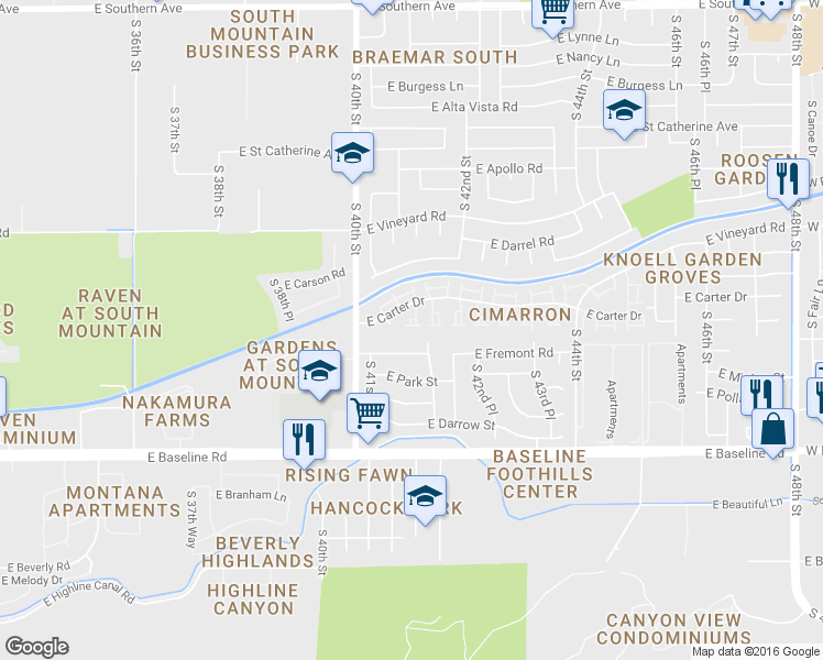 map of restaurants, bars, coffee shops, grocery stores, and more near 7031 South 41st Street in Phoenix