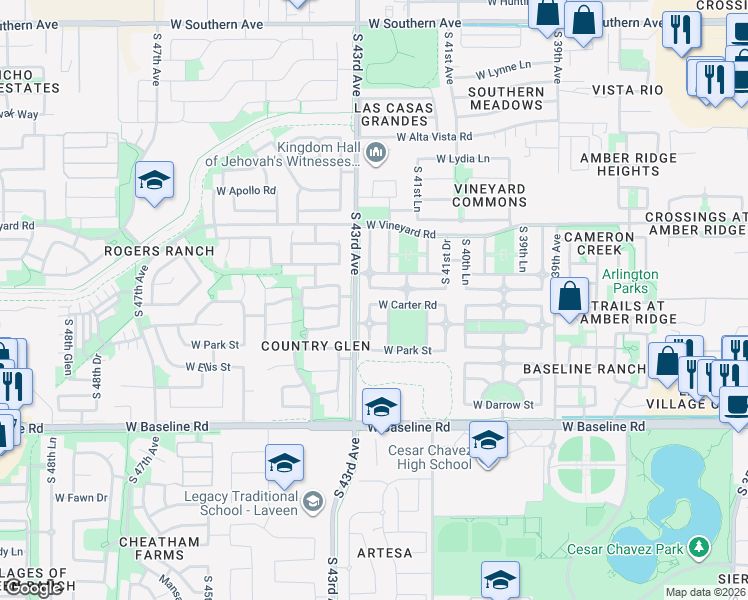 map of restaurants, bars, coffee shops, grocery stores, and more near 4237 West Irwin Avenue in Phoenix