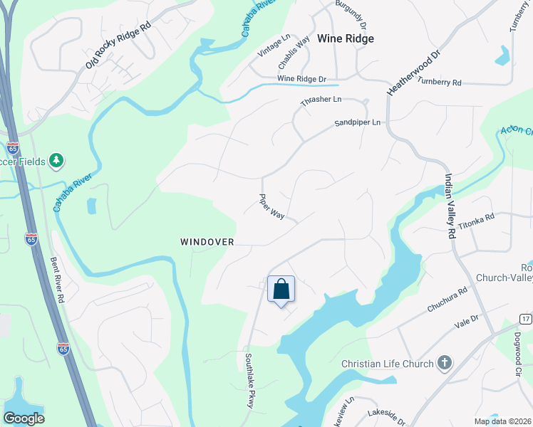 map of restaurants, bars, coffee shops, grocery stores, and more near 3012 Piper Way in Hoover