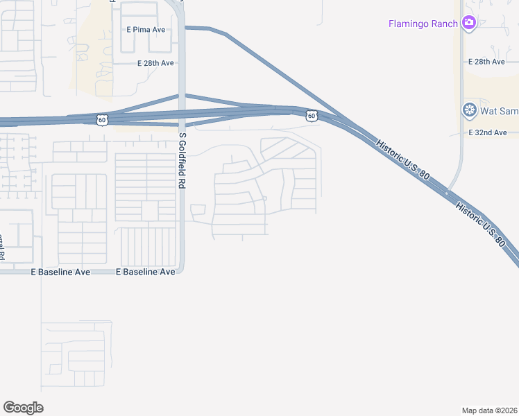 map of restaurants, bars, coffee shops, grocery stores, and more near Loy Rd in Apache Junction