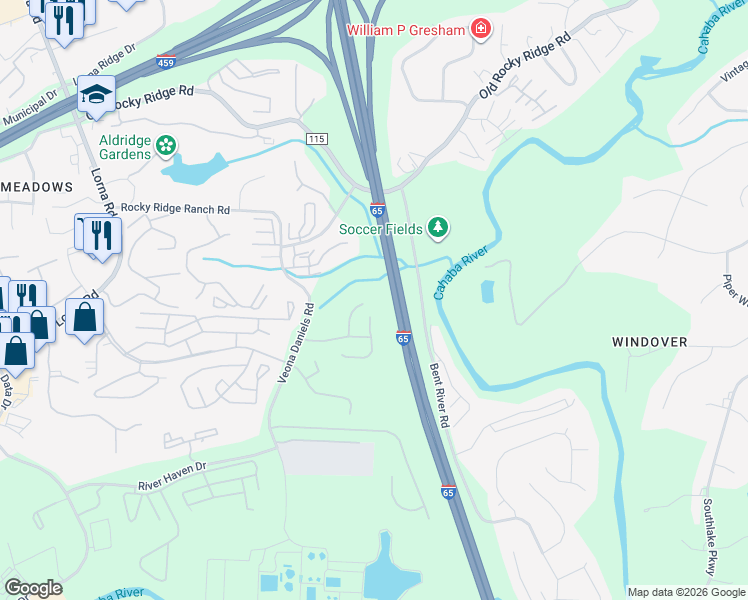 map of restaurants, bars, coffee shops, grocery stores, and more near 4112 Seabrook Lane in Birmingham