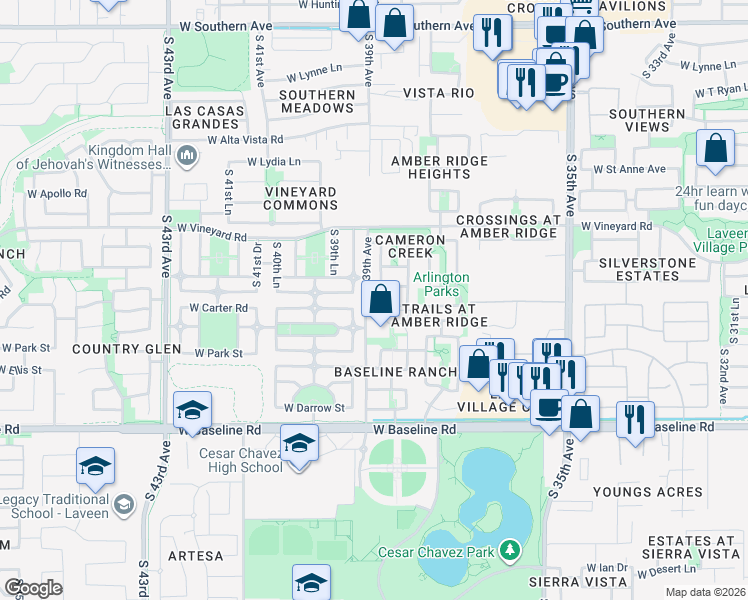 map of restaurants, bars, coffee shops, grocery stores, and more near 3823 West Irwin Avenue in Phoenix