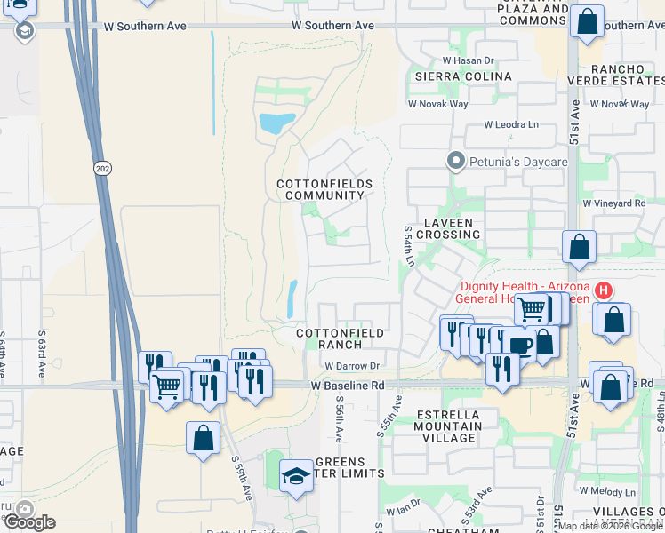 map of restaurants, bars, coffee shops, grocery stores, and more near 5633 West Carson Road in Phoenix