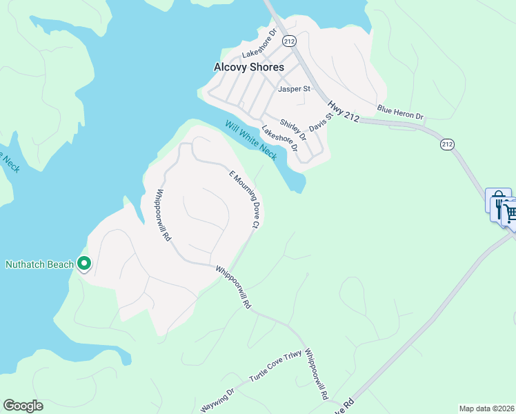 map of restaurants, bars, coffee shops, grocery stores, and more near 300 East Mourning Dove Court in Monticello