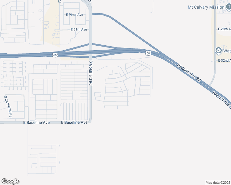 map of restaurants, bars, coffee shops, grocery stores, and more near Loy Rd in Apache Junction