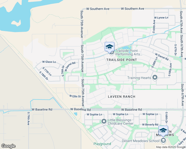 map of restaurants, bars, coffee shops, grocery stores, and more near 7415 West Maldonado Road in Phoenix
