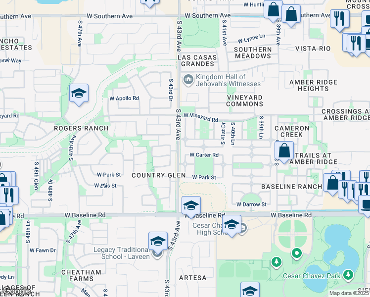 map of restaurants, bars, coffee shops, grocery stores, and more near 4237 West Irwin Avenue in Phoenix