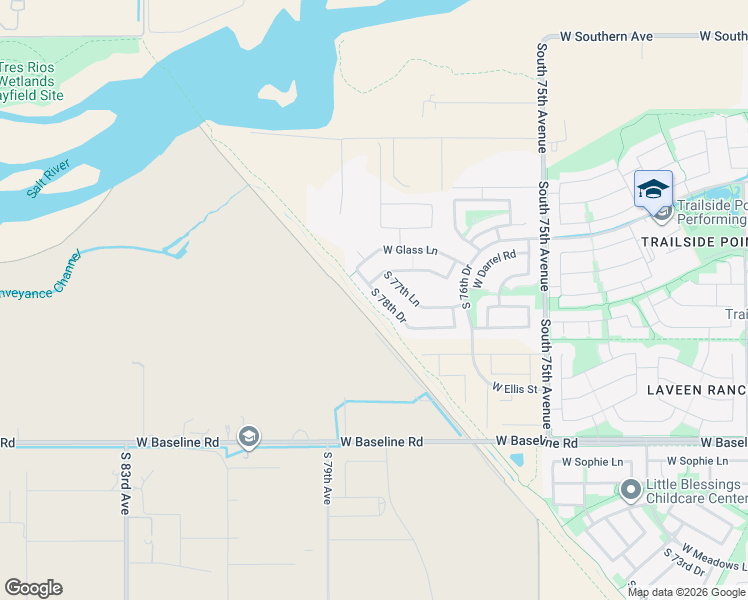 map of restaurants, bars, coffee shops, grocery stores, and more near 7008 South 78th Drive in Phoenix