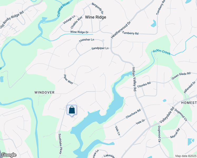 map of restaurants, bars, coffee shops, grocery stores, and more near 1109 Rolling Hills Circle in Hoover