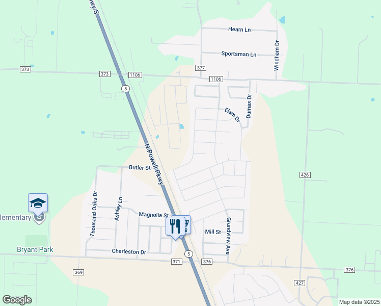 map of restaurants, bars, coffee shops, grocery stores, and more near 3105 Bowen Street in Anna