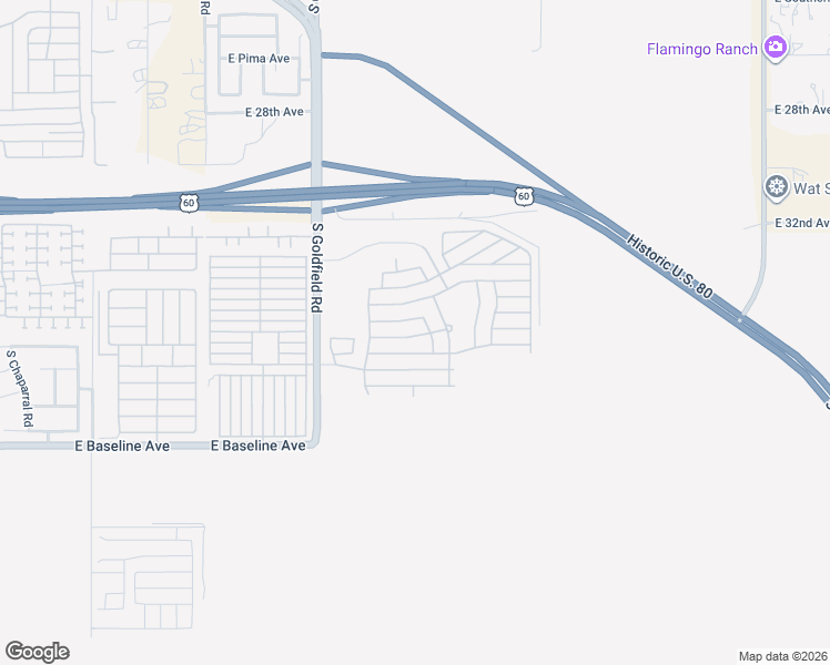 map of restaurants, bars, coffee shops, grocery stores, and more near Loy Rd in Apache Junction
