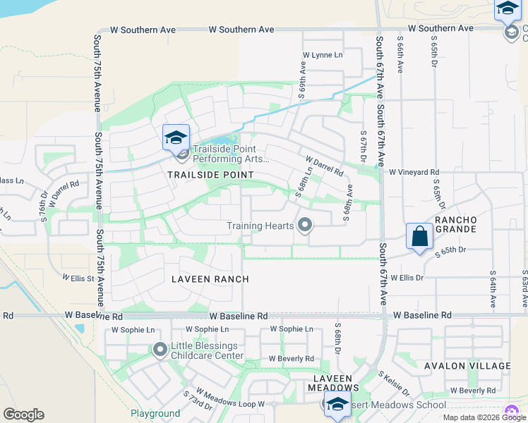 map of restaurants, bars, coffee shops, grocery stores, and more near 6923 W Carson Rd in Phoenix