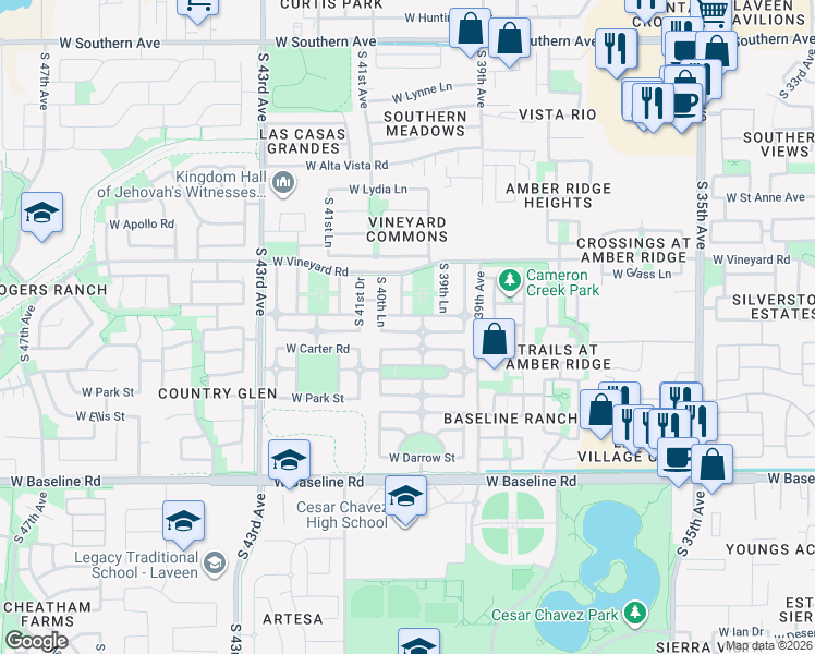 map of restaurants, bars, coffee shops, grocery stores, and more near 4010 West Irwin Avenue in Phoenix