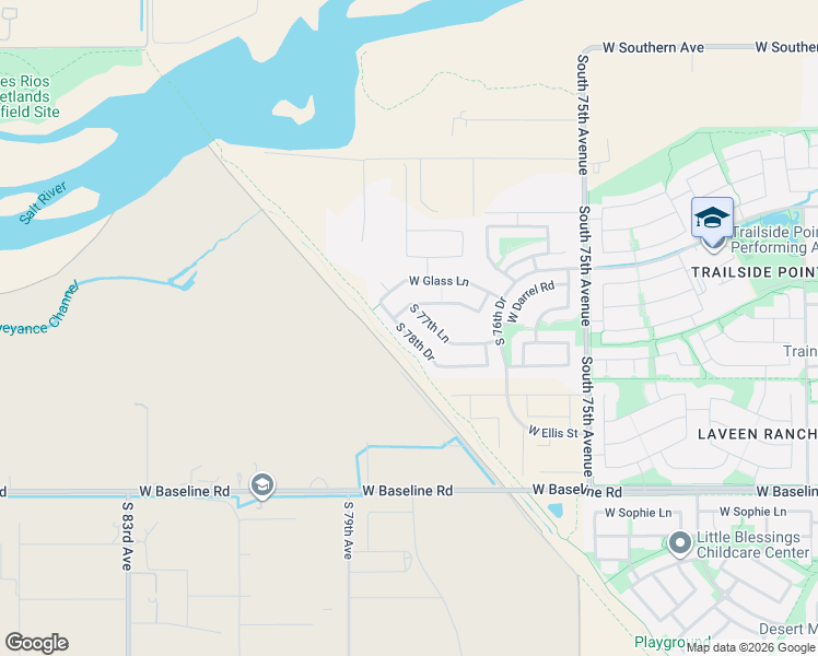 map of restaurants, bars, coffee shops, grocery stores, and more near 7008 South 78th Drive in Phoenix