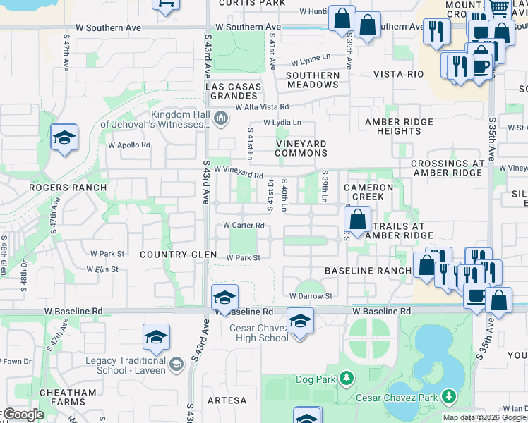 map of restaurants, bars, coffee shops, grocery stores, and more near 4117 West Irwin Avenue in Phoenix