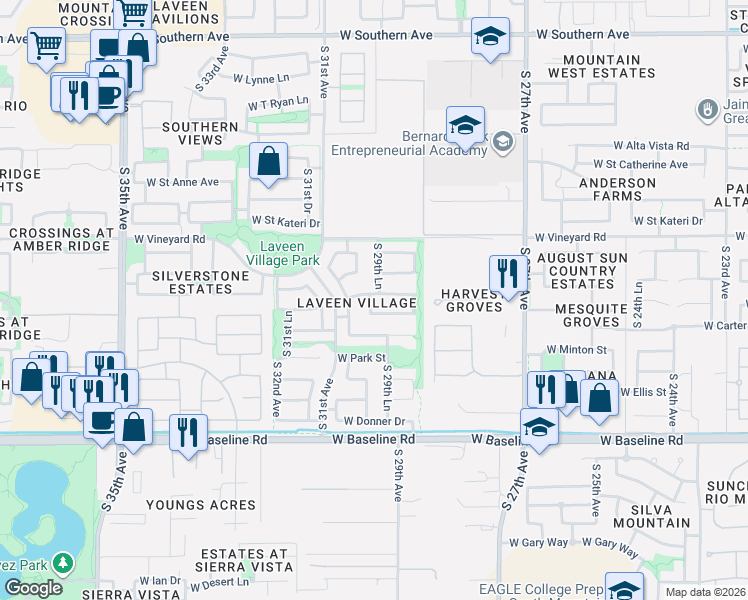 map of restaurants, bars, coffee shops, grocery stores, and more near in Phoenix