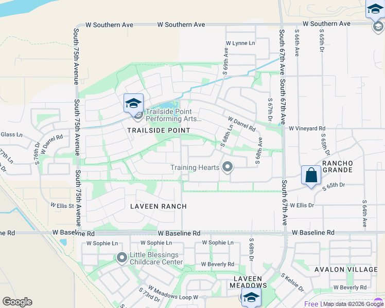 map of restaurants, bars, coffee shops, grocery stores, and more near 7018 West Carson Road in Phoenix