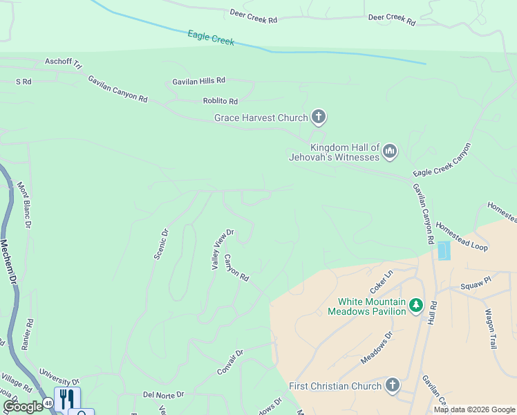map of restaurants, bars, coffee shops, grocery stores, and more near 108 Circle Drive in Ruidoso