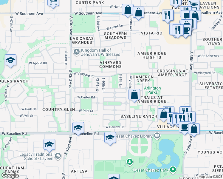 map of restaurants, bars, coffee shops, grocery stores, and more near 4005 West Maldonado Road in Phoenix