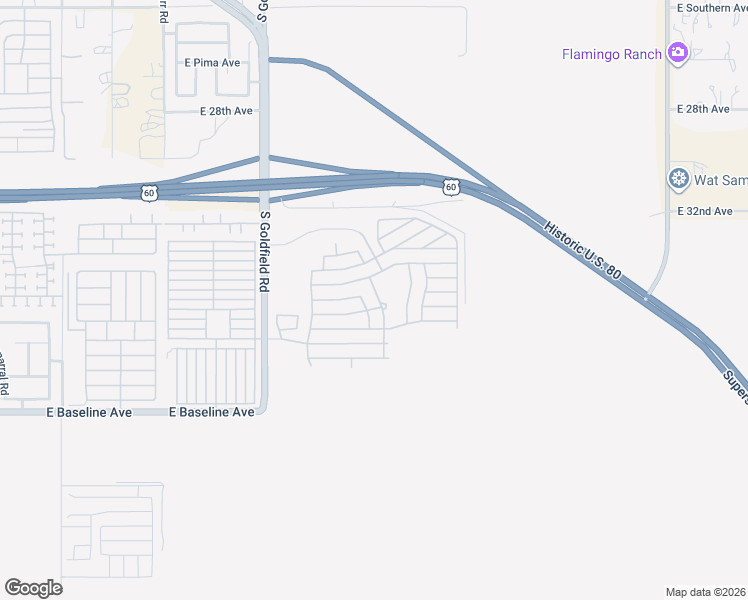 map of restaurants, bars, coffee shops, grocery stores, and more near Loy Rd in Apache Junction