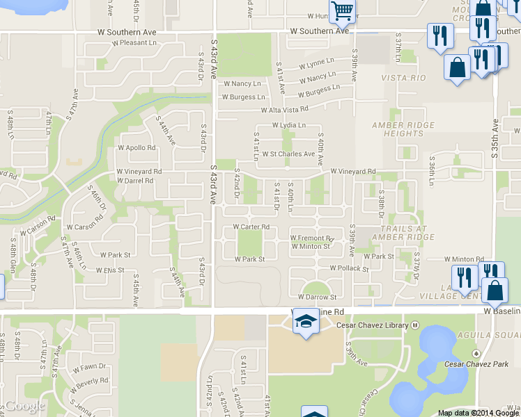 map of restaurants, bars, coffee shops, grocery stores, and more near 4117 West Irwin Avenue in Phoenix