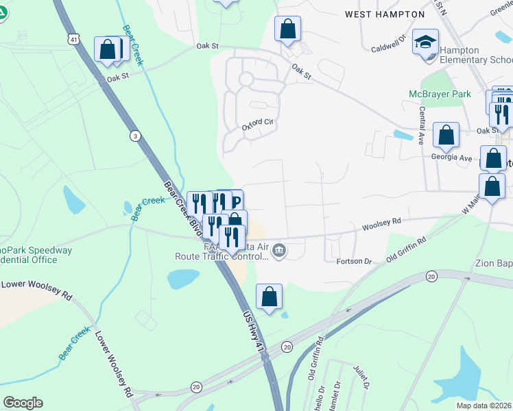 map of restaurants, bars, coffee shops, grocery stores, and more near 211 Nicki Court in Hampton