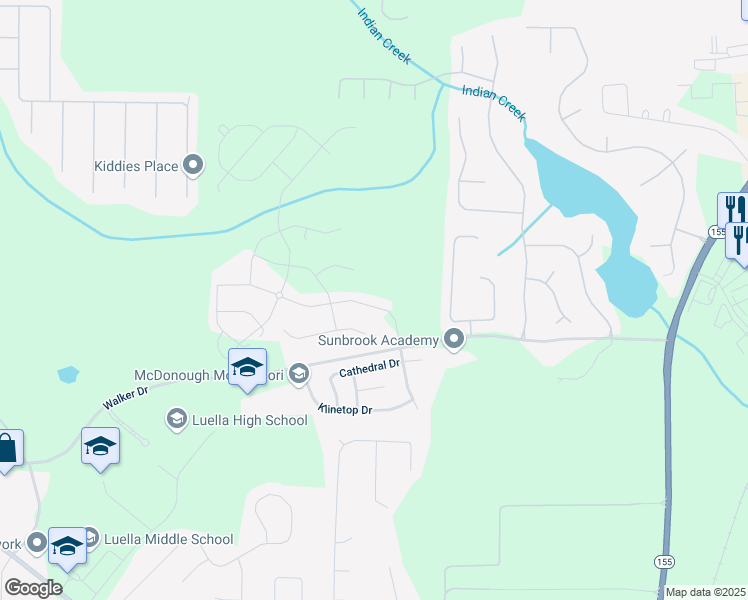 map of restaurants, bars, coffee shops, grocery stores, and more near 537 Daffodil Lane in McDonough