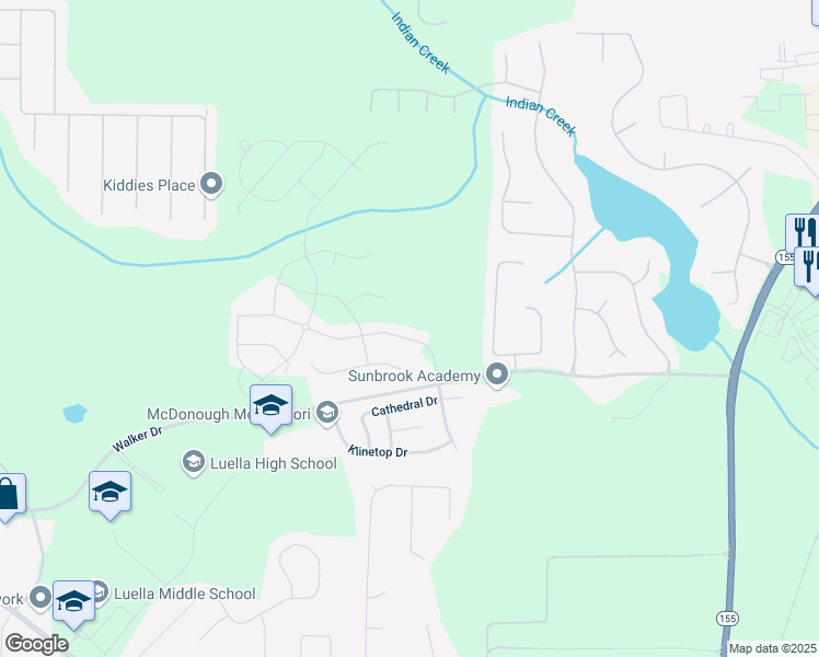 map of restaurants, bars, coffee shops, grocery stores, and more near 537 Daffodil Lane in McDonough