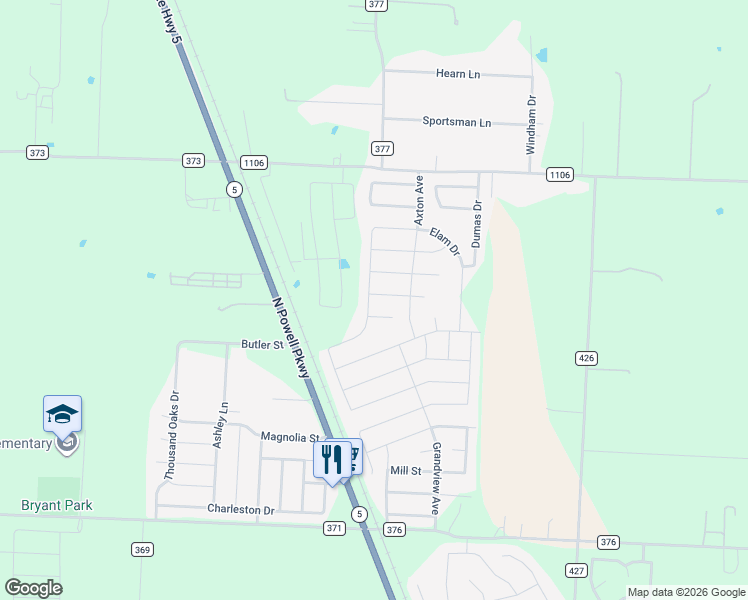 map of restaurants, bars, coffee shops, grocery stores, and more near 3105 Bowen Street in Anna