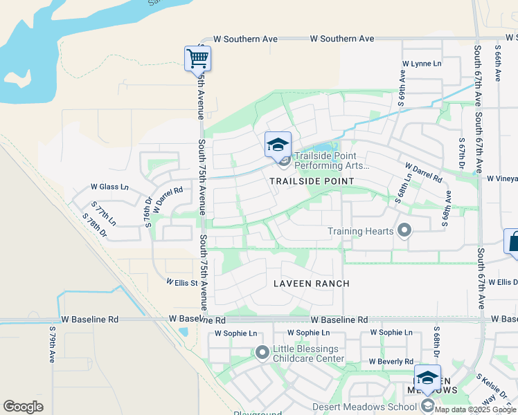 map of restaurants, bars, coffee shops, grocery stores, and more near 7335 West Maldonado Road in Phoenix