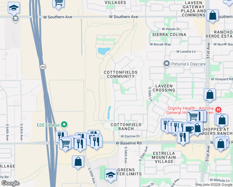 map of restaurants, bars, coffee shops, grocery stores, and more near 5630 West Carson Road in Phoenix