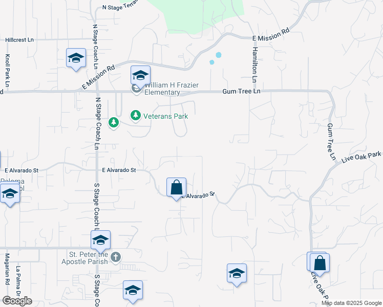 map of restaurants, bars, coffee shops, grocery stores, and more near 290 North Old Hill Road in Fallbrook