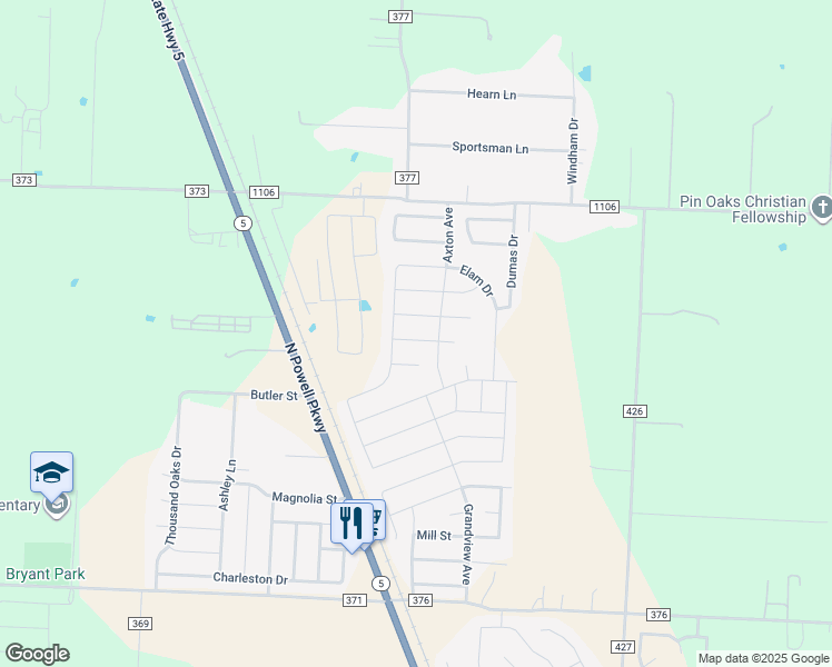 map of restaurants, bars, coffee shops, grocery stores, and more near 219 Garrett Street in Anna
