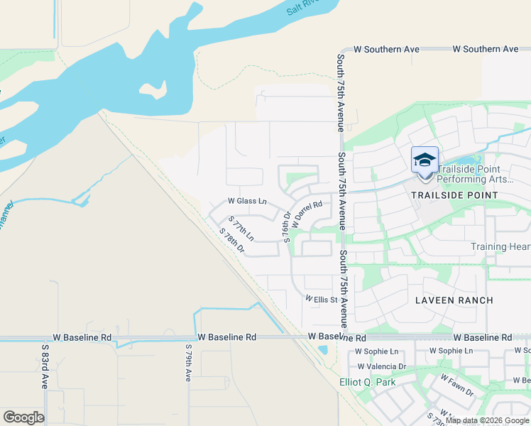 map of restaurants, bars, coffee shops, grocery stores, and more near 7704 West Glass Lane in Phoenix