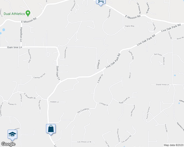 map of restaurants, bars, coffee shops, grocery stores, and more near 2844 Live Oak Park Road in Fallbrook