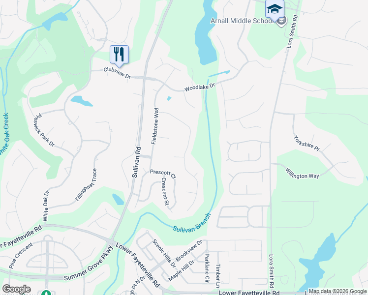 map of restaurants, bars, coffee shops, grocery stores, and more near 41 Stonemill Court in Newnan
