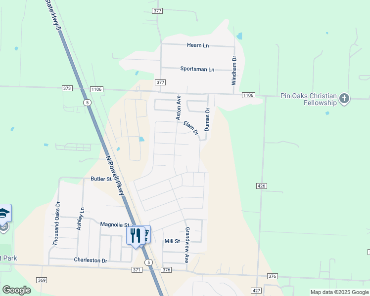 map of restaurants, bars, coffee shops, grocery stores, and more near 216 Garrett Street in Anna