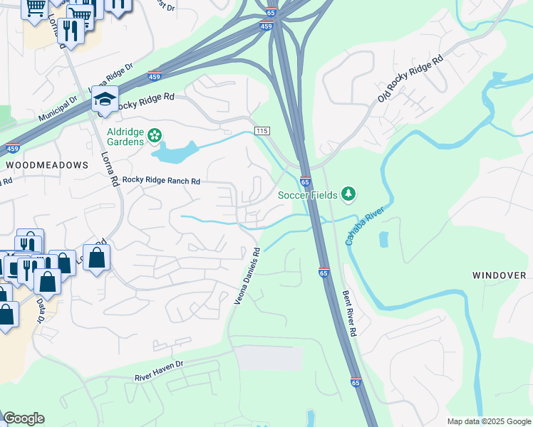 map of restaurants, bars, coffee shops, grocery stores, and more near 2245 Ascot Lane in Birmingham