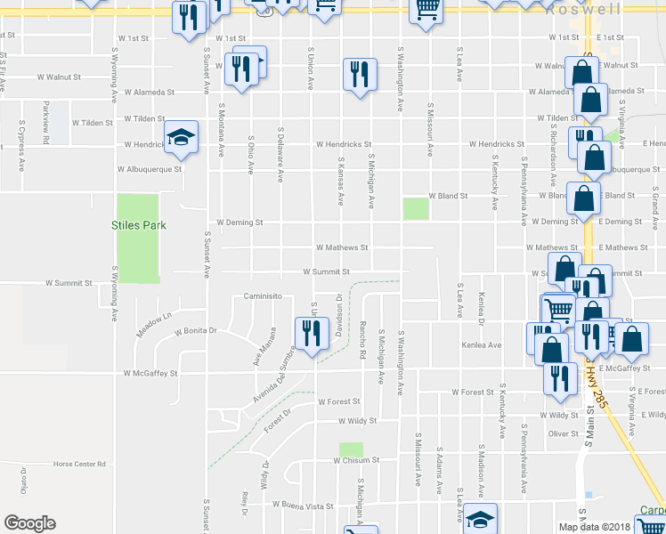 map of restaurants, bars, coffee shops, grocery stores, and more near 903 W Summit St in Roswell
