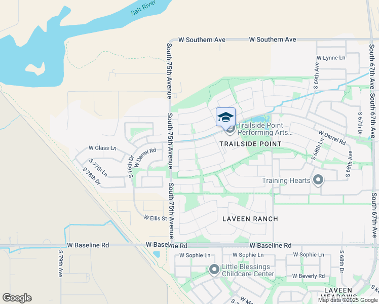 map of restaurants, bars, coffee shops, grocery stores, and more near 7411 West Glass Lane in Phoenix