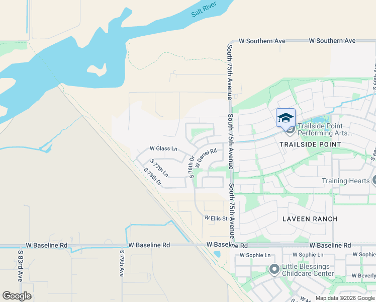 map of restaurants, bars, coffee shops, grocery stores, and more near 7704 West Glass Lane in Phoenix