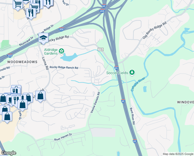 map of restaurants, bars, coffee shops, grocery stores, and more near 2246 Ascot Lane in Vestavia Hills
