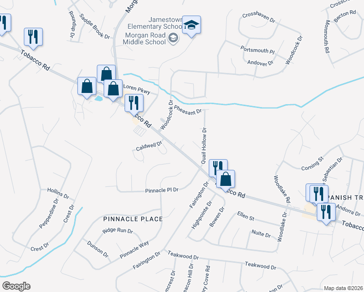 map of restaurants, bars, coffee shops, grocery stores, and more near 2721 Tobacco Road in Hephzibah